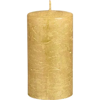 Svíčka Svíčka VÁLEC METALIK rustikální zlatá d6x9cm