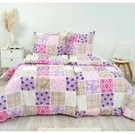 Stanex povlečení krep patchwork fialový (LS237) 140x200, 70x90 cm