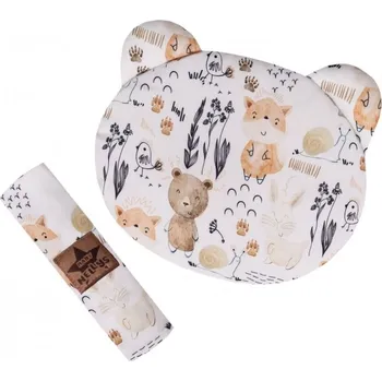 Dětská deka Sada do postýlky, bambusová 2D - dečka + polštářek, Bamboo Happy Animals, bílá