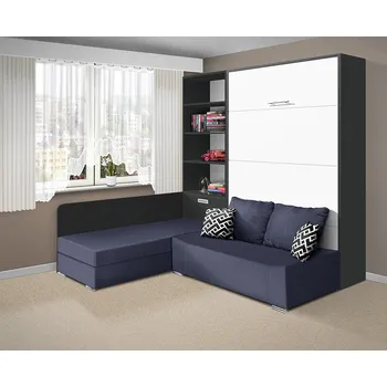 Postel Nabytekmorava VS 21075 200 x 140 cm Antracit / dveře bílé, Savana modrá