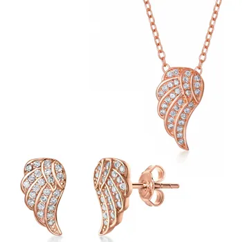 Souprava šperků SOFIA stříbrný set náušnice a náhrdelník IS028CT012RG+IS028OR086RG