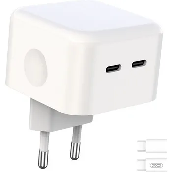 XO síťová nabíječka 35W / 2x USB-C + USB-C - USB-C kabel - bílá