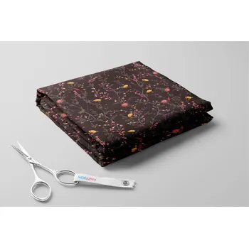 Fleece antipilling, Jemné kvítky Barva: Tmavě hnědá