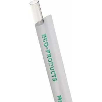 Jednorázové nádobí Brčko plastové EKO JUMBO hygienicky balené rovné průměr 5mm transparentní 19,7cm/ 400 ks