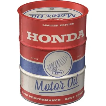 Pokladnička Plechová kasička barel: Honda Motor Oil