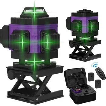 Nivelační přístroj 4D Křížový Nivelační Laser Liniový Přístroj 2x Baterie 12 Liniový