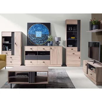 Obývací stěna Obývací stěna ALLMO | sestava A | 6 dílů | dub estana/antracit