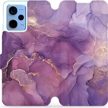 Pouzdro na mobilní telefon Flipové pouzdro Mobiwear - Xiaomi Redmi Note 12 5G - VP20S Fialový mramor (Knížkové flip pouzdro, obal, kryt na mobil Xiaomi Redmi Note 12 5G - VP20S Fialový mramor, materiál Umělá kůže + TPU - ochrana 360°, stojánek, silikonová vanička, magnetické zavírá