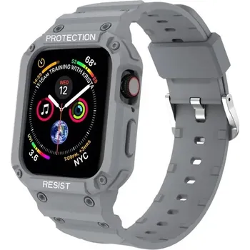 Příslušenství k chytrým hodinkám Silikonový řemínek se silikonovým krytem pro Apple Watch 42/44/45mm Barva: Šedá