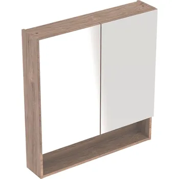 Koupelnový nábytek Geberit Selnova Square skříňka 78.8x17x85 cm se zrcadlem ořechová 501.270.00.1