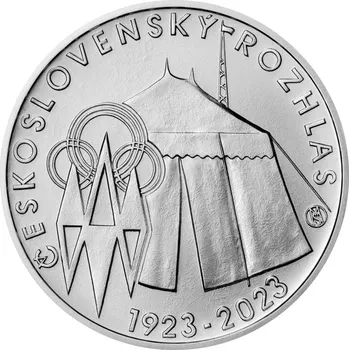 Česká mincovna Zahájení pravidelného vysílání Československého rozhlasu 100. výročí stříbrná mince 200 Kč 2023 Standard 13 g