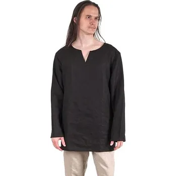 Karnevalový kostým imago Lněná tunika s dlouhým rukávem - černá, velikost M