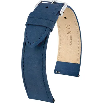 Řemínek na hodinky Kožený řemínek Hirsch Osiris Nubuk M 03433180-2, modrý, teletina, délka M, Quick Release - 18 mm