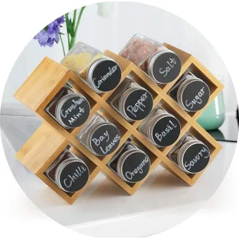 Stojan na víno Stojan na 10 kořenek bambus - Ecooe (Stojan na koření pro kuchyňskou skříňku a pracovní plochu s 10 kořenkami - Ecooe)