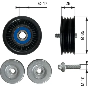 Vratná/vodicí kladka, klínový žebrový řemen GATES T36765