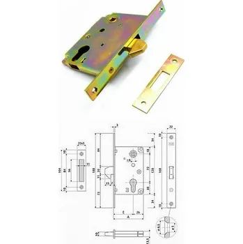 zadlabací zámek SATOS Zámek AGB na posuvné dveře 72/80 s hákem