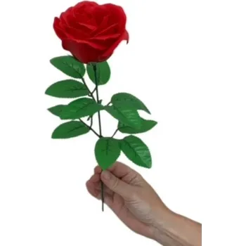 umělá květina made by ANTEROS Dekorace Mýdlový květ růže Červená na stonku s lístky