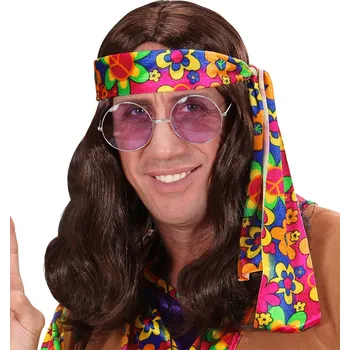 Karnevalová paruka Pánská hnědá hippies paruka