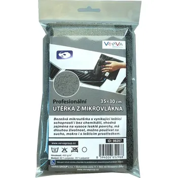 Mycí kartáč na vozidlo VERVA GROUP BEZEŠVÁ UTĚRKA Z MIKROVLÁKNA 35x30cm ŠEDÁ 450g/m2