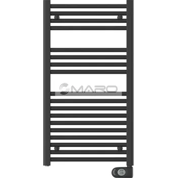 Radiátor Zehnder Aura Radiátor trubkový rovný elektrický 980 x 500 mm, černý matný, včetně topné tyče 500 W, PBEBZ-090-50/MQ