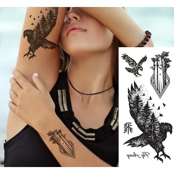 Odstranitelné tetování B-TOP Voděodolné dočasné tetování motiv OREL - černá