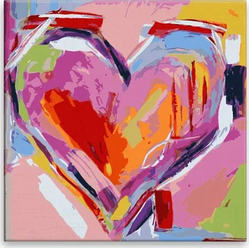Dětské zboží Malování podle čísel - Malované srdce - 40x40 cm, bez dřevěného rámu - CZ výroba