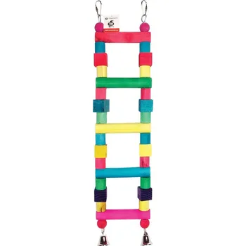 Hračka pro ptáka Žebřík pro papoušky MAXI dřevo, 2 zvonky