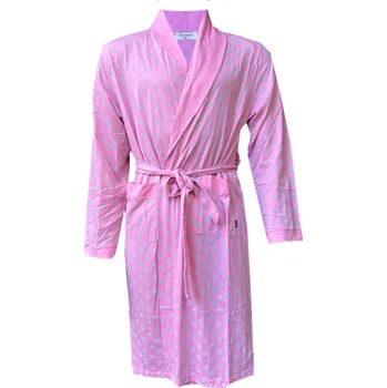 Dámské pyžamo Dámský bavlněný župan - C-LEMON Barva: Růžová a šedá, Velikost: L