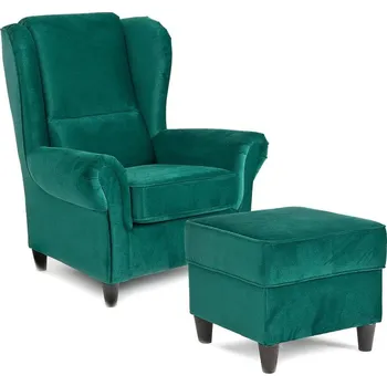 Křeslo Křeslo ušák BARON + podnožka | EXTRA POHODLNÉ | VÝBĚR TKANIN A NOŽIČEK