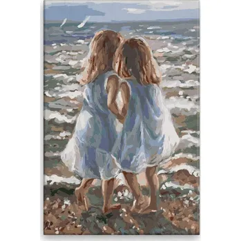 Dětské zboží Malování podle čísel - Sesterská láska 02 - 40x60 cm, bez dřevěného rámu - CZ výroba