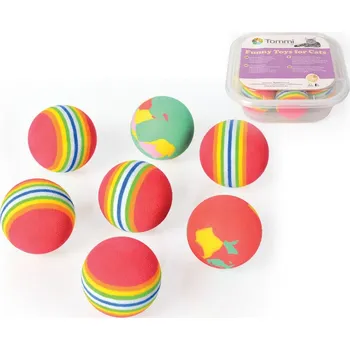 Hračka pro psa BOX Míček duhový mechová guma 4cm, 7ks