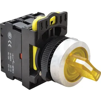 tlačítko Tracon NYK3-SL24Y Otočný spínač s páčkou,podsvícený, žlutá LED, 2-pol., pruž 1×NO+1×NC, 5A/230V AC-15, IP65, LED 230V AC/DC (Tracon NYK3-SL24Y)