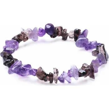 Náramek Ametyst a záhněda náramek sekaný obvod cca 16 až 22 cm