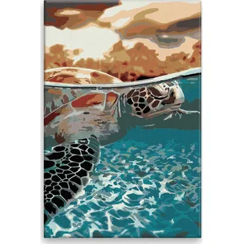 Malování podle čísel - Mořská želva 03 - 40x60 cm, bez dřevěného rámu - CZ výroba