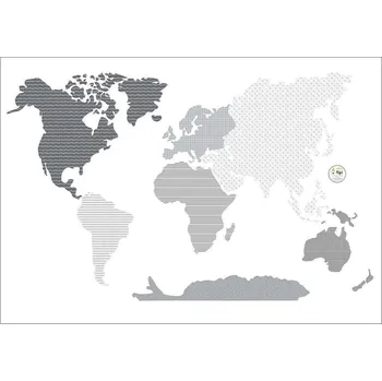 Yellow Tipi Černá samolepka na zeď World Map 88 x 155 cm