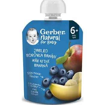Gerber Natural kapsička jablko borůvka banán 90g 6M