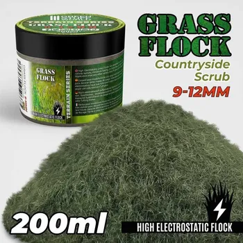 Plastikový model Static Grass Flock 9–12 mm – modelářský posyp venkovské křoviny (200 ml)