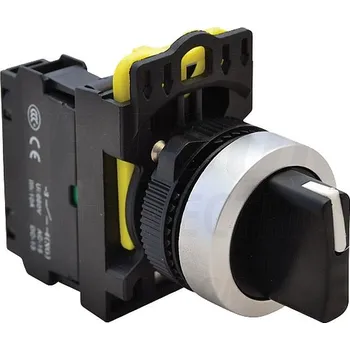 tlačítko Tracon NYK3-S33BK Otočný spínač s páčkou,trojpols pruž. návratem zprava 2×NO, 5A/230V AC-15, IP65 (Tracon NYK3-S33BK)