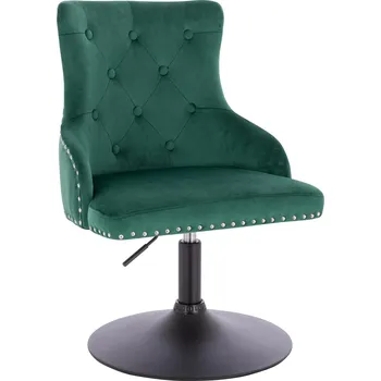 Otočné křeslo Sogne velur na černém talíři - lahvově zelená