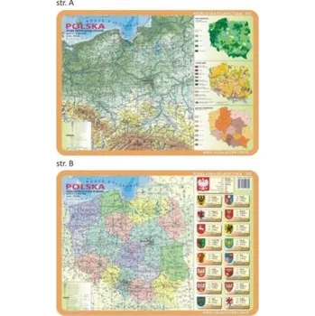 Podkładka edukacyjna 062 Polska - Mapa Fizyczna i Administracyjno-Drogowa