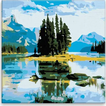Malování podle čísel - Ostrůvek v jezeře - 40x40 cm, bez dřevěného rámu - CZ výroba