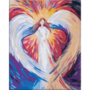 Malování podle čísel - Duhový anděl 02 - 40x50 cm, bez dřevěného rámu - CZ výroba