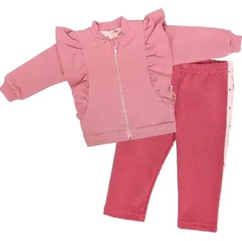 Kojenecký body Mamatti Dětská tepláková souprava zapínání na zip Vlčí Mák - růžová, malinová, Velikost koj. oblečení 68 (3-6m)