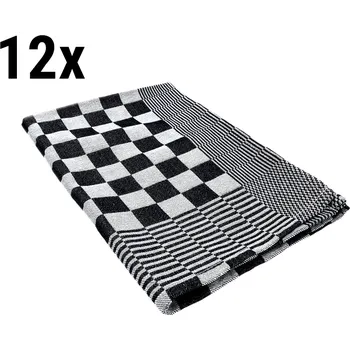 Utěrka G.Gastro (12 Kusů) Utěrka z bavlny - 65 x 65 cm - černo / bílo károvaná