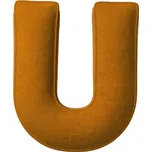 Yellow Tipi Cihlově oranžový sametový polštář písmeno U 40 cm