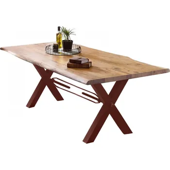 Jídelní stůl Jídelní stůl masiv akácie Albius 220x100 hnědé kovové nohy