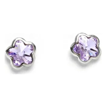 Náušnice Stříbrné náušnice kytičky Swarovski violet - NŠ1297 (Stříbrné náušnice se Swarovski krystalem)