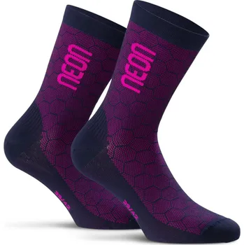Pánské ponožky NEON Cyklistické ponožky klasické - NEON 3D - růžová/modrá 39-42