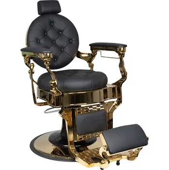Kadeřnické křeslo GABBIANO BARBER KŘESLO CLAUDIUS ZLATO ČERNÉ