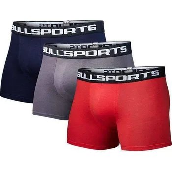 PitBull West Coast - komplet 3ks boxerek PITBULL - červené/grafitové/temně modré S